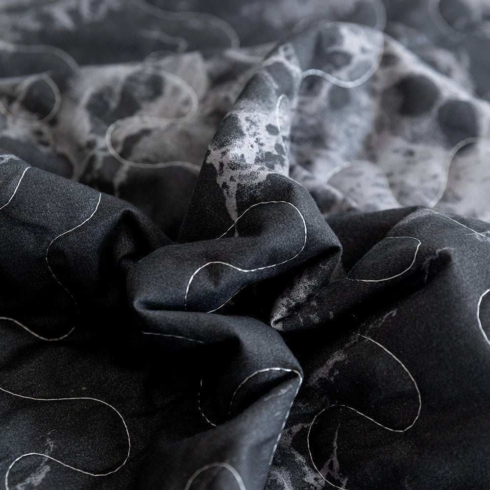 Black Marble Bedspread Set - DormVibes