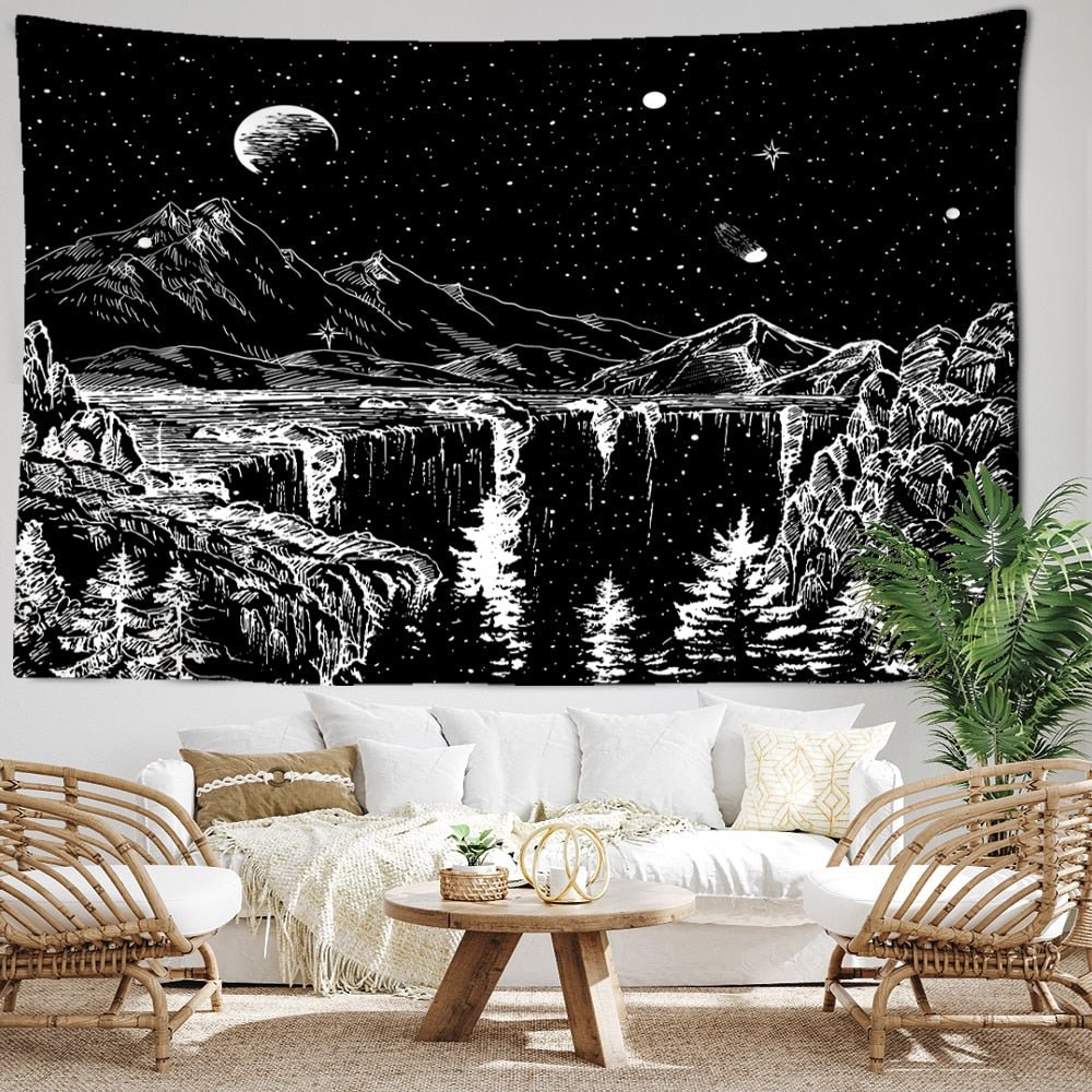 Black Starry Sky Tapestry - DormVibes