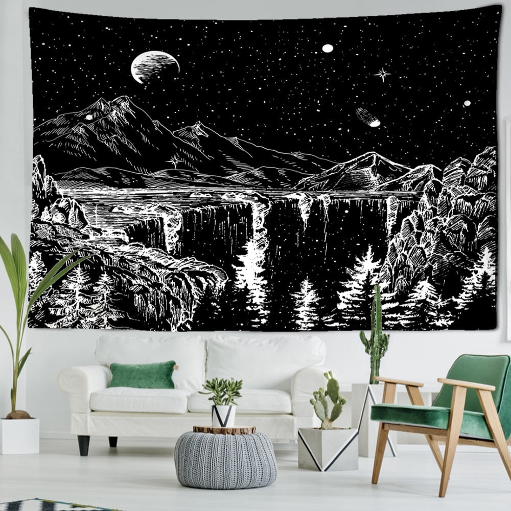 Black Starry Sky Tapestry - DormVibes