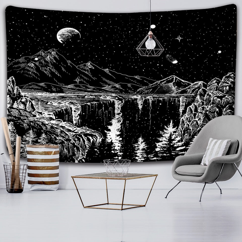 Black Starry Sky Tapestry - DormVibes