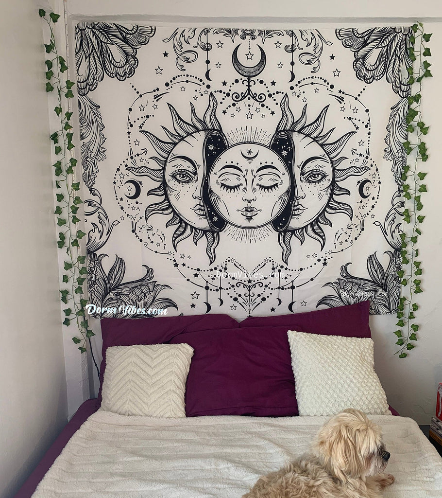 Black & White Moon Sun Tapestry - DormVibes
