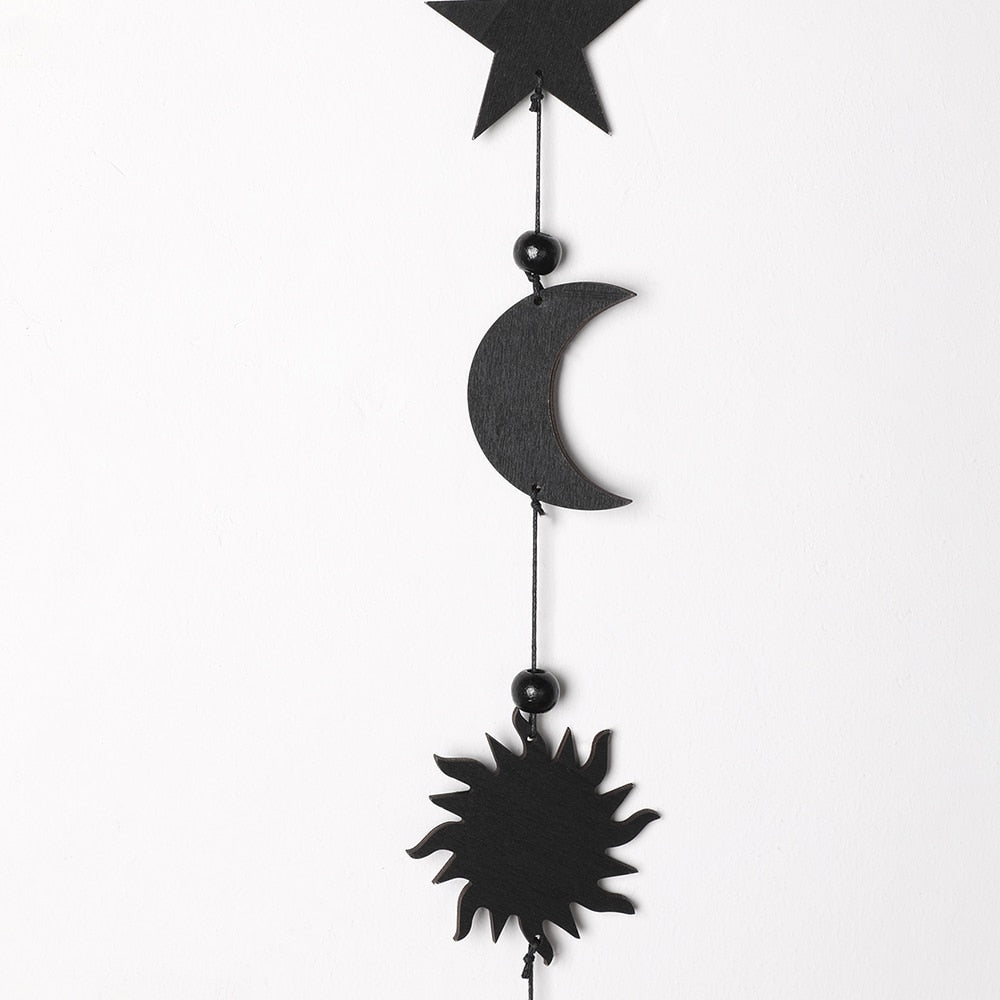 Black Wooden Moon Phase Wall Hanging - DormVibes