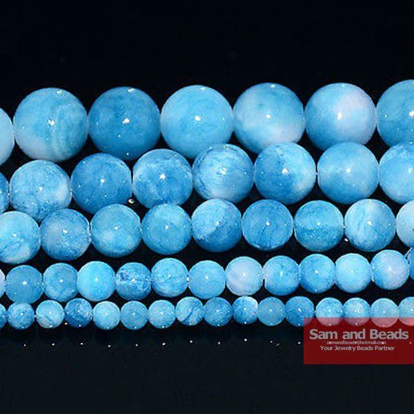 Blue Larimar Round Beads For Jewelry - Blue Crystals - DormVibes