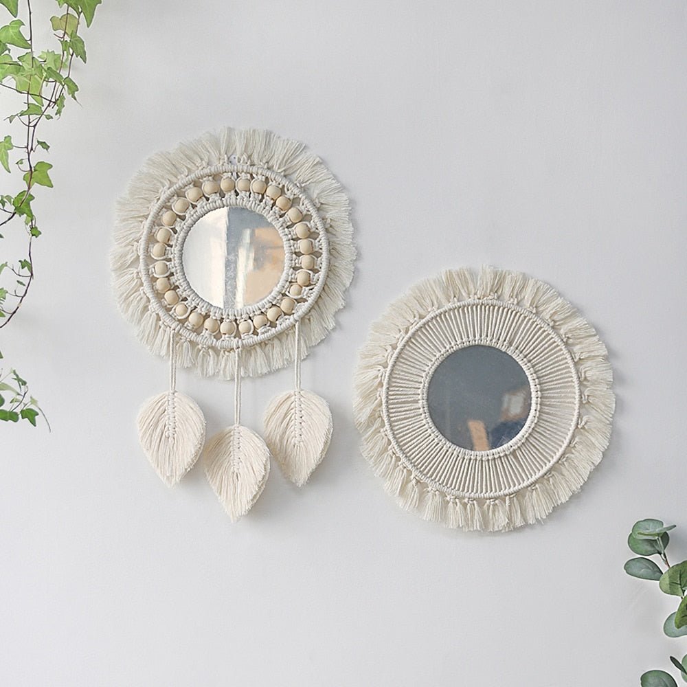 Boho Aesthetic Macrame Mirror - DormVibes