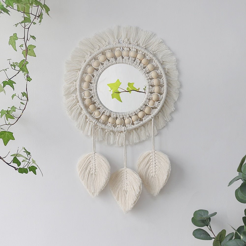 Boho Aesthetic Macrame Mirror - DormVibes