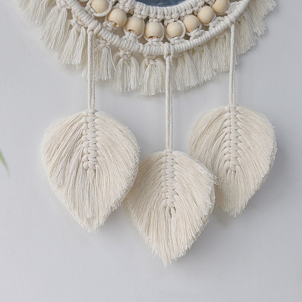 Boho Aesthetic Macrame Mirror - DormVibes