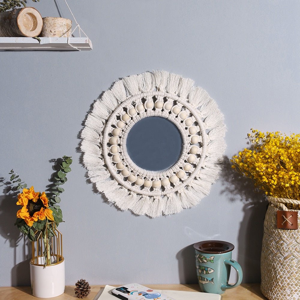 Boho Aesthetic Macrame Mirror - DormVibes