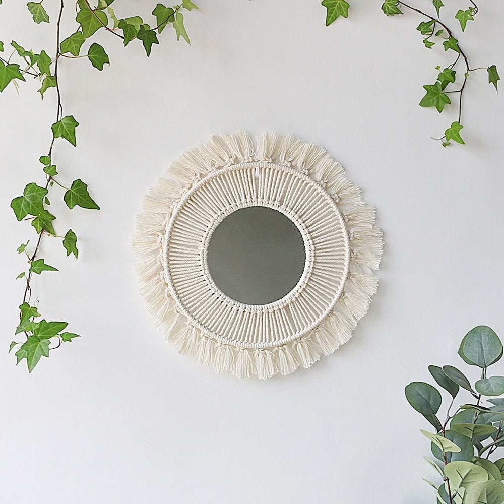 Boho Aesthetic Macrame Mirror - DormVibes