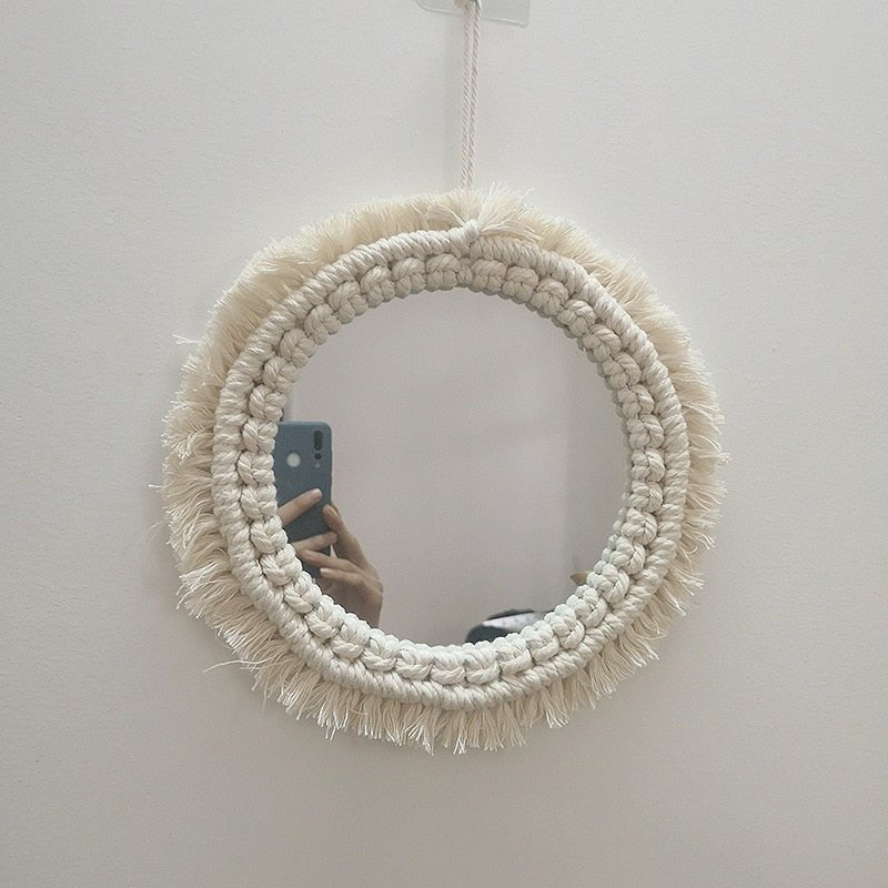 Boho Aesthetic Macrame Mirror - DormVibes