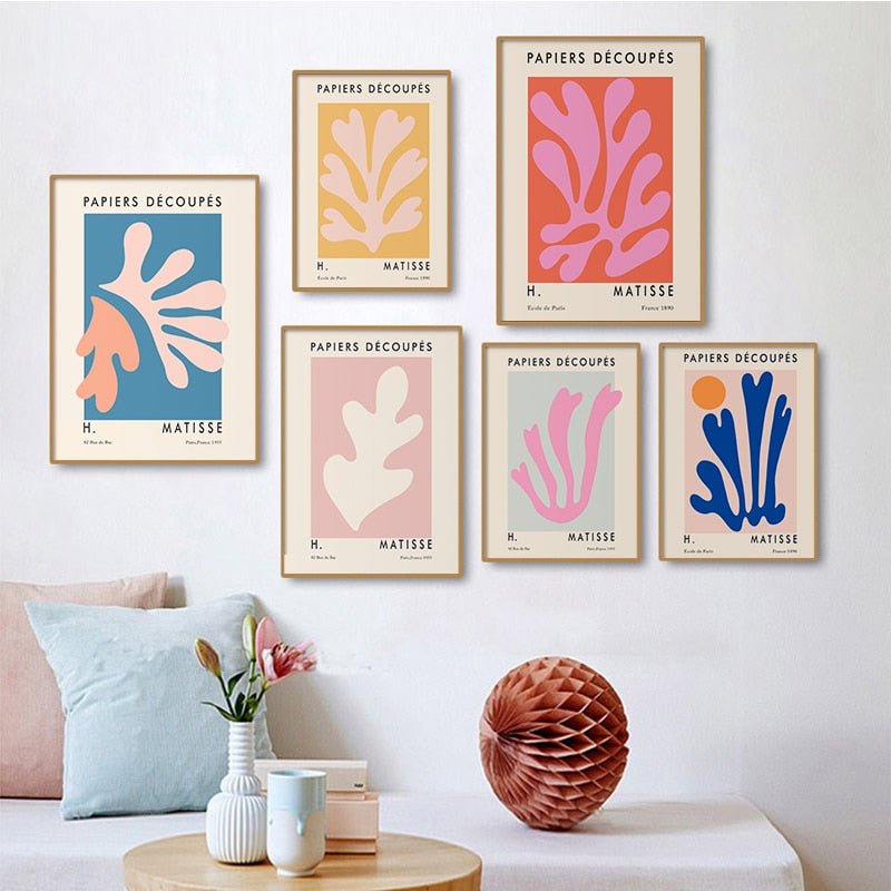Boho Chic Matisse Leaf Canvas Wall Art for Aesthetic Room Decor - DormVibes