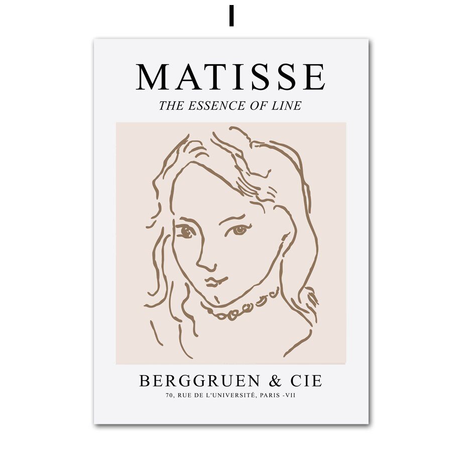 Boho Dance of Lines: Beige Matisse Abstract Woman Wall Art Set - DormVibes