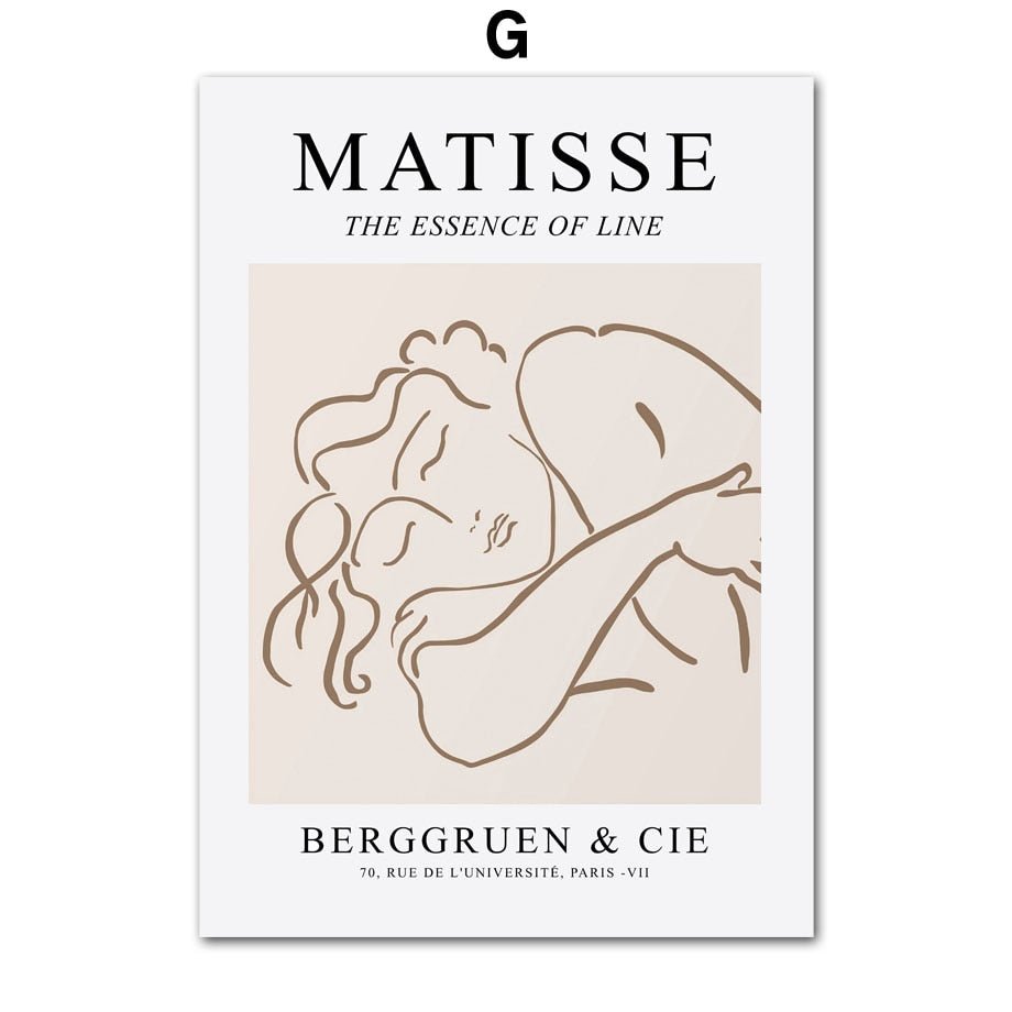 Boho Dance of Lines: Beige Matisse Abstract Woman Wall Art Set - DormVibes