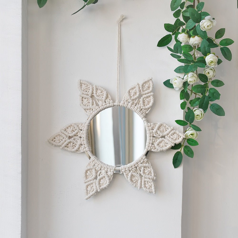 Boho Macrame Mirror Wall Decoration for Bedroom Living Room
