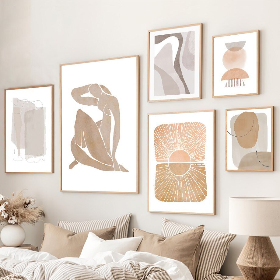 Boho Minimalist Geometric Color Block Shapes Wall Art Set - DormVibes