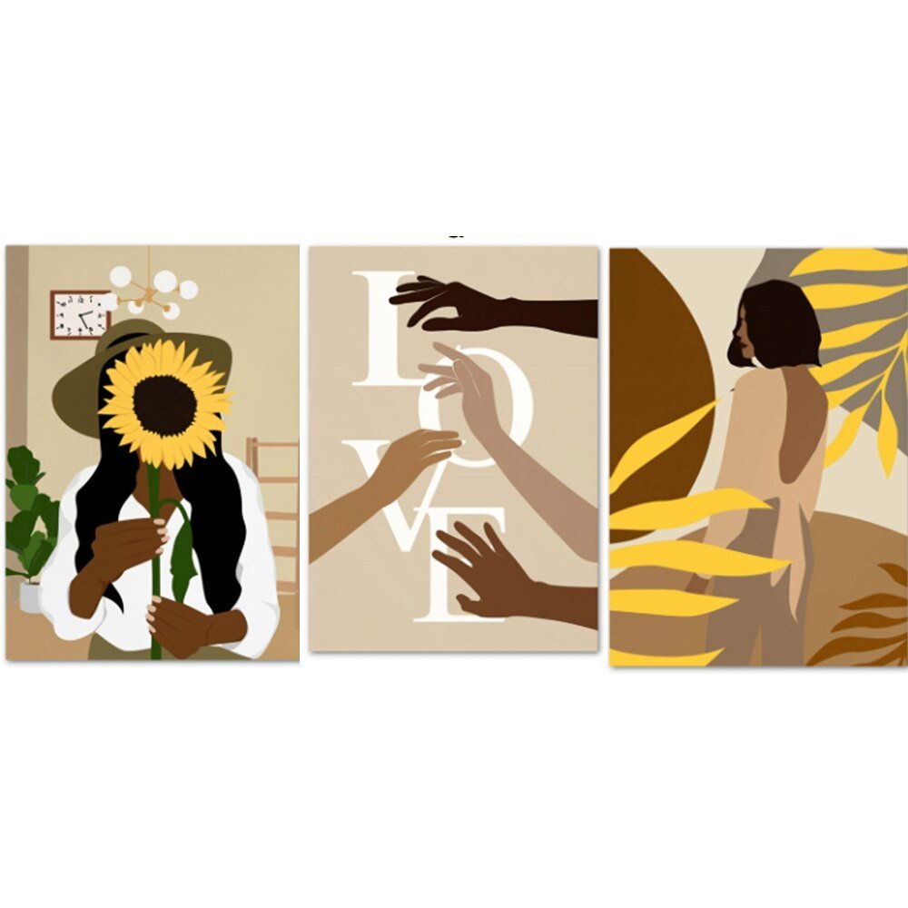 Boho Sunflower Serenade: African Women Wall Art Aesthetic Room Decor - DormVibes