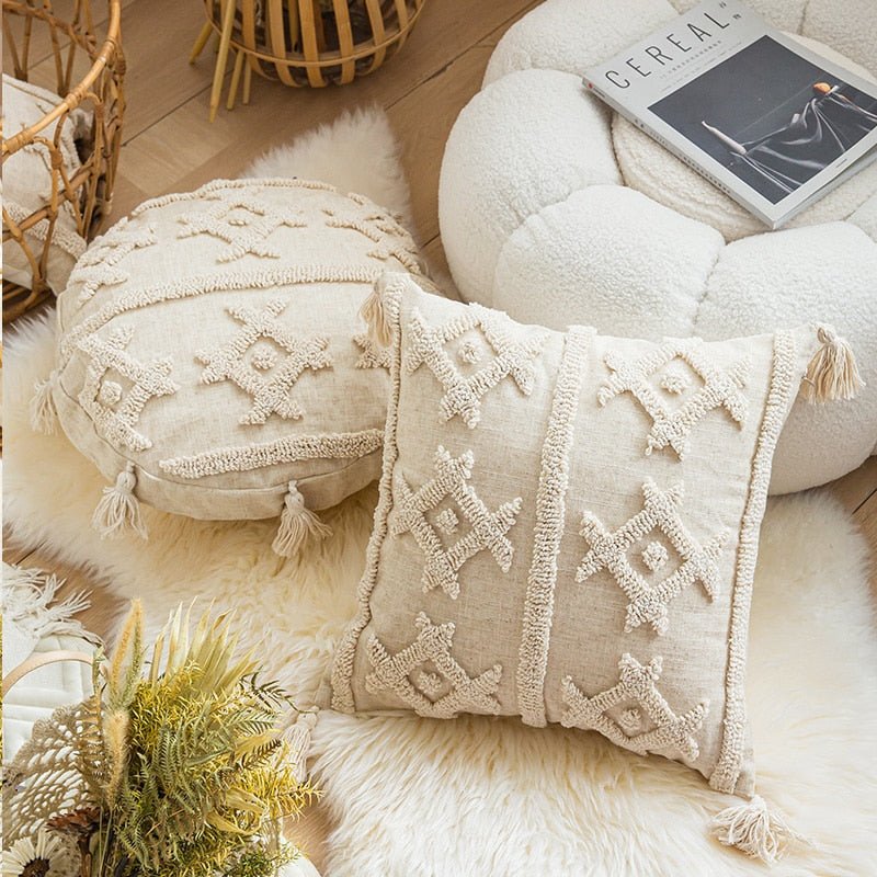 Boho Tassels Throw Cushion Cover: Tufted Pillow Cover, Square or Round –  DormVibes