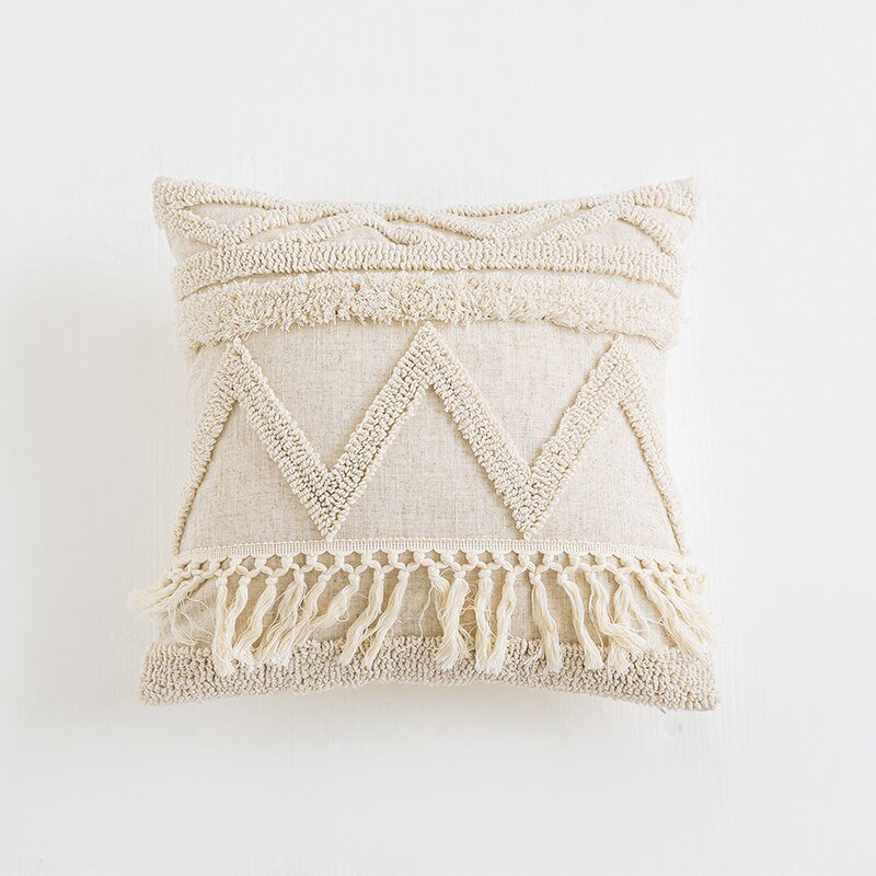 Boho Tassels Throw Cushion Cover: Tufted Pillow Cover, Square or Round, Perfect for Home Decoration, Living Room, Bedroom, Sofa, and Couch - DormVibes