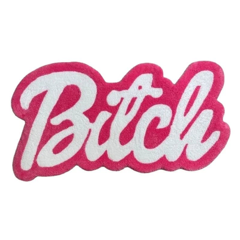 Bold 'Bitch' Letter-Shaped Tufted Rug - DormVibes