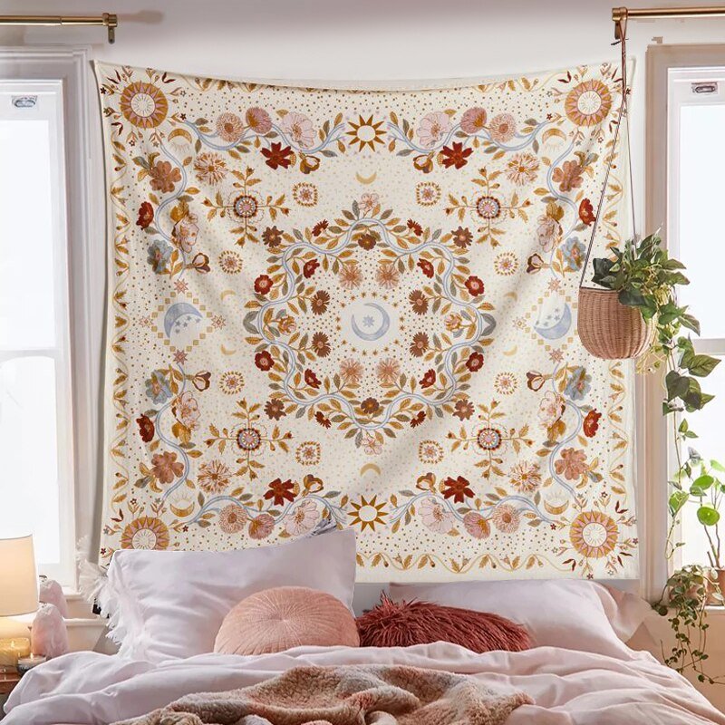 Botanical Celestial Tapestry Wall - DormVibes