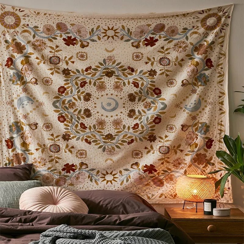 Botanical Celestial Tapestry Wall - DormVibes