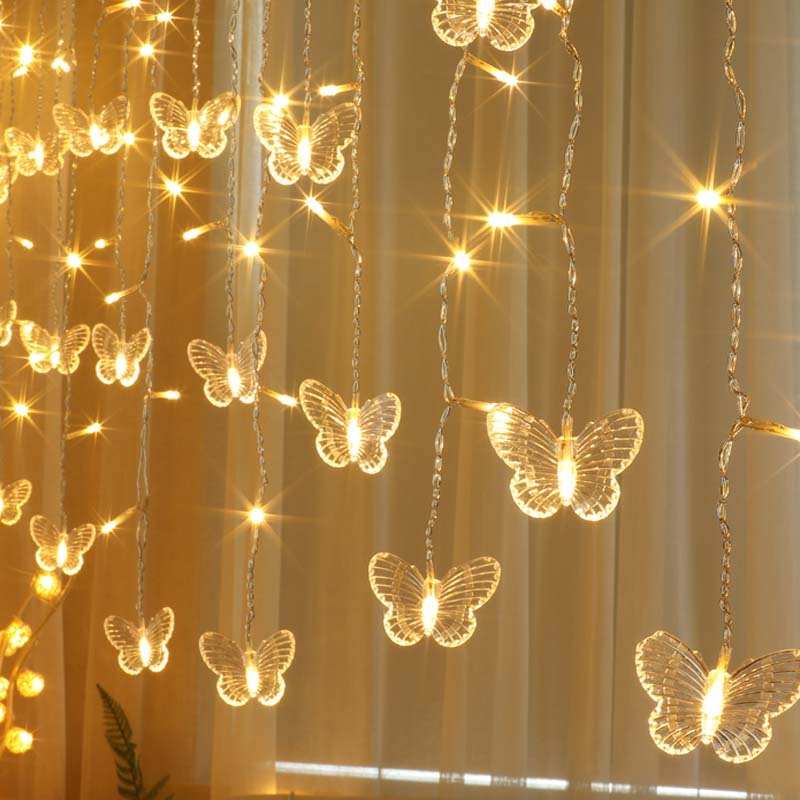 Butterfly LED Hanging Icicle Curtain String lights - DormVibes