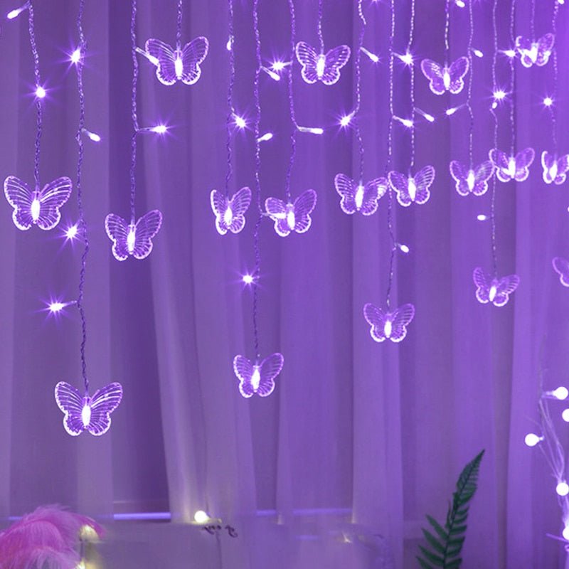 Butterfly LED Hanging Icicle Curtain String lights - DormVibes