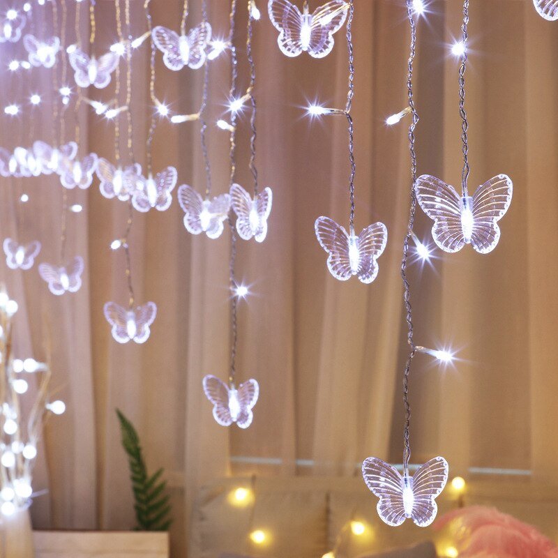 Butterfly LED Hanging Icicle Curtain String lights - DormVibes