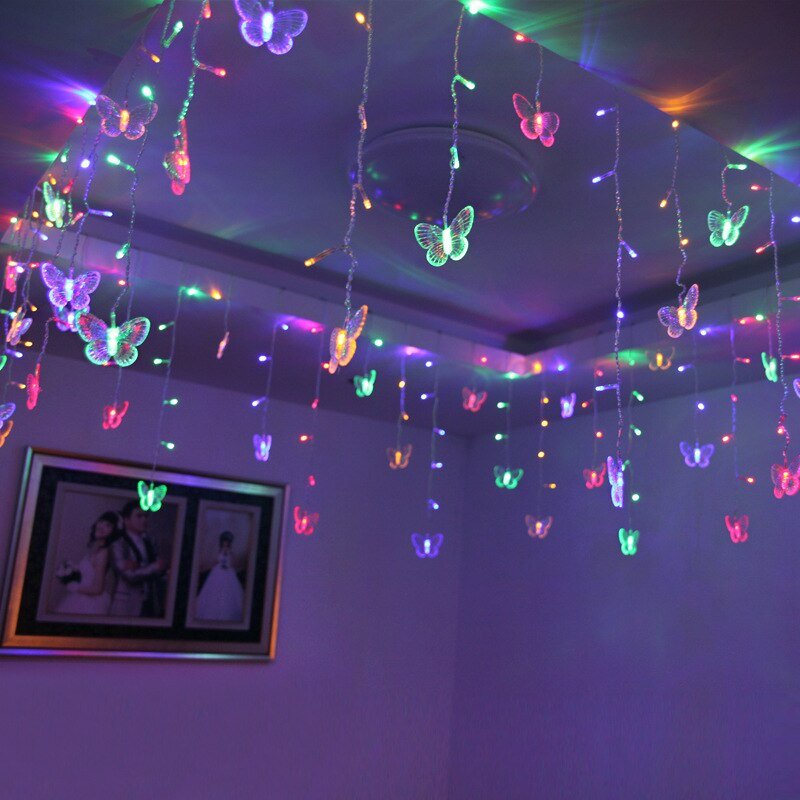 Butterfly LED Hanging Icicle Curtain String lights - DormVibes