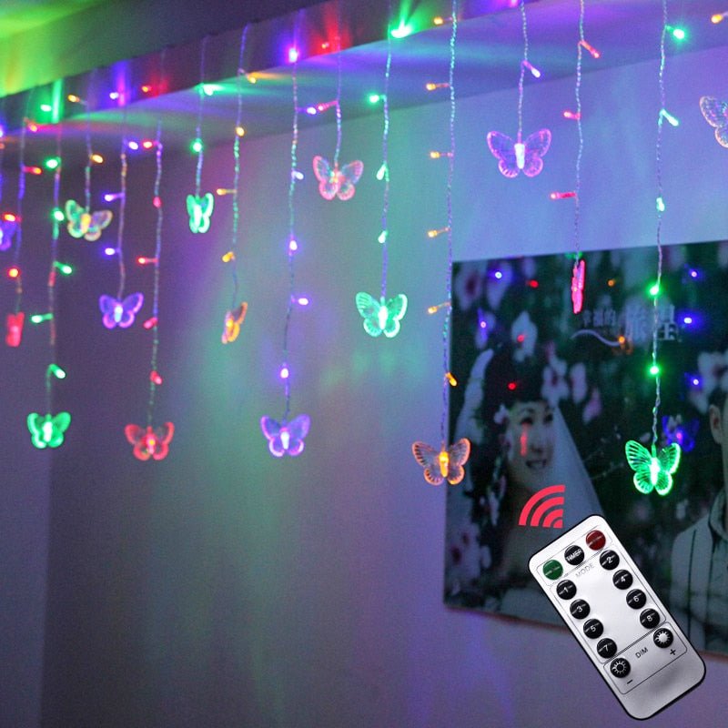 Butterfly LED Hanging Icicle Curtain String lights - DormVibes