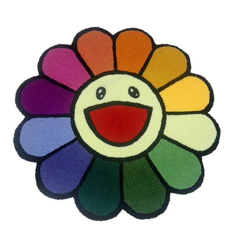 Cartoon Flower Round Carpet - Soft Plush Anti-Slip Rug for Cozy Living Room Decor - DormVibes