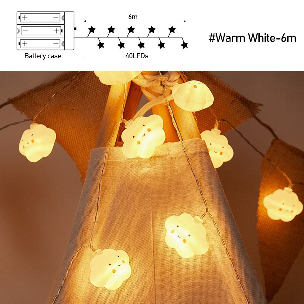 Cartoon Smile Cloud LED String Light - DormVibes