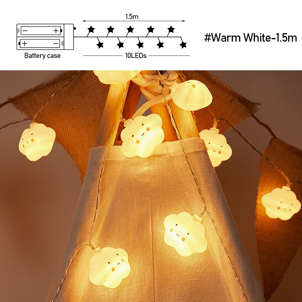 Cartoon Smile Cloud LED String Light - DormVibes