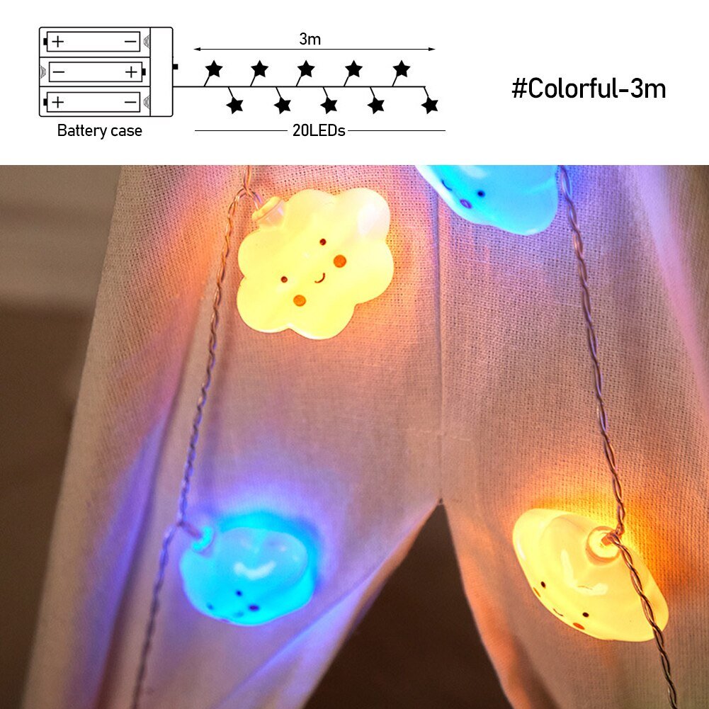 Cartoon Smile Cloud LED String Light - DormVibes