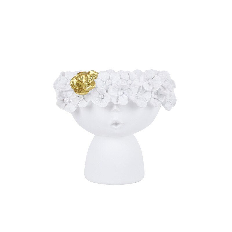 Charming Resin Vase with Flower Hairdo and Art Ornaments Storage Box - DormVibes