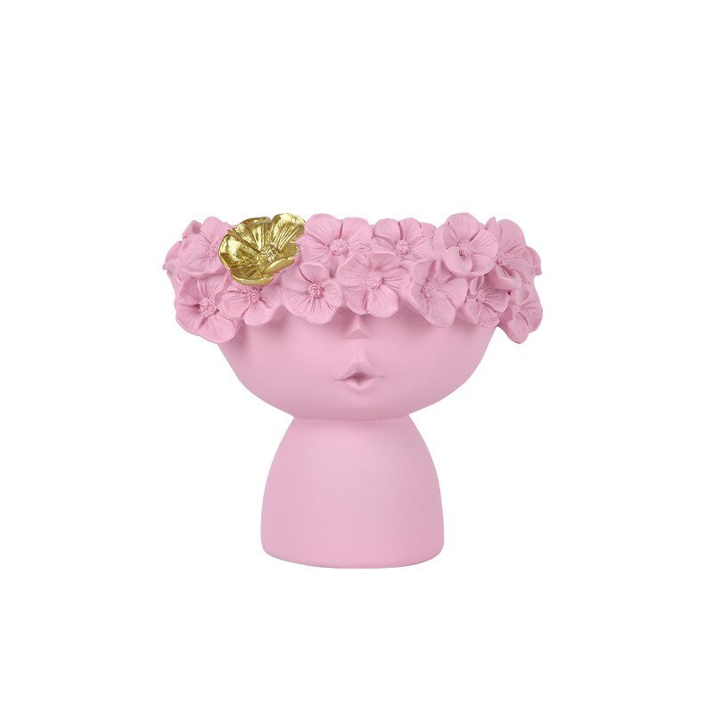 Charming Resin Vase with Flower Hairdo and Art Ornaments Storage Box - DormVibes