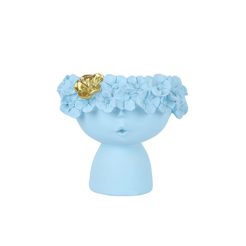 Charming Resin Vase with Flower Hairdo and Art Ornaments Storage Box - DormVibes