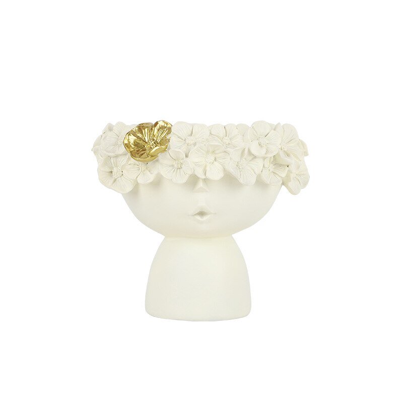 Charming Resin Vase with Flower Hairdo and Art Ornaments Storage Box - DormVibes