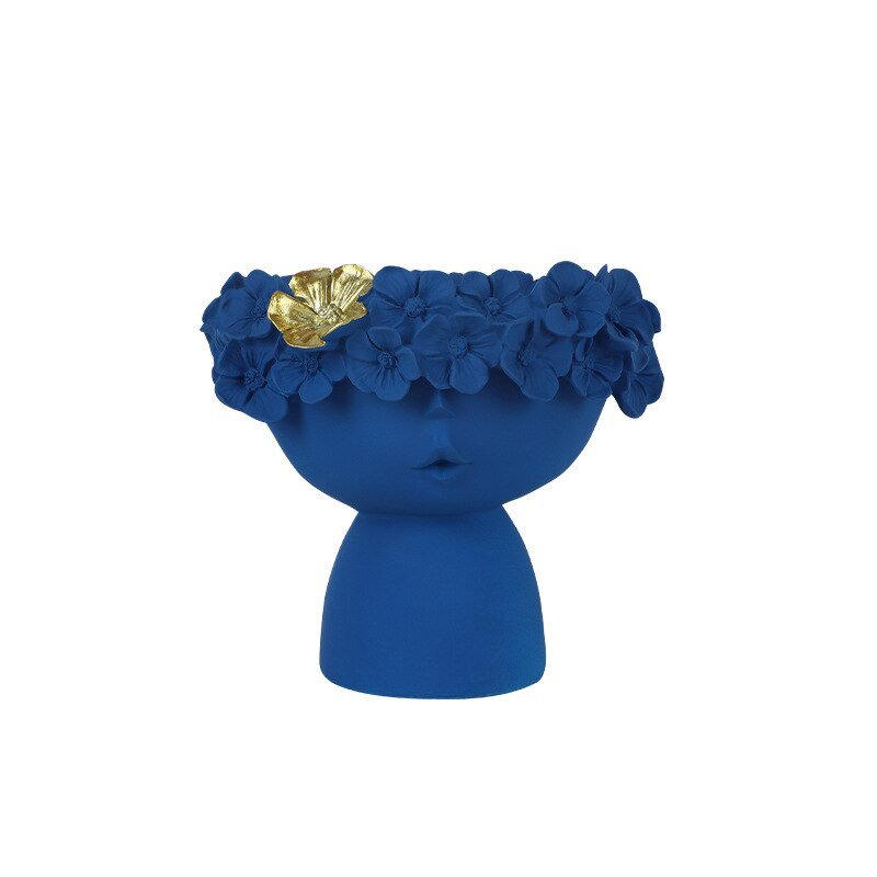 Charming Resin Vase with Flower Hairdo and Art Ornaments Storage Box - DormVibes