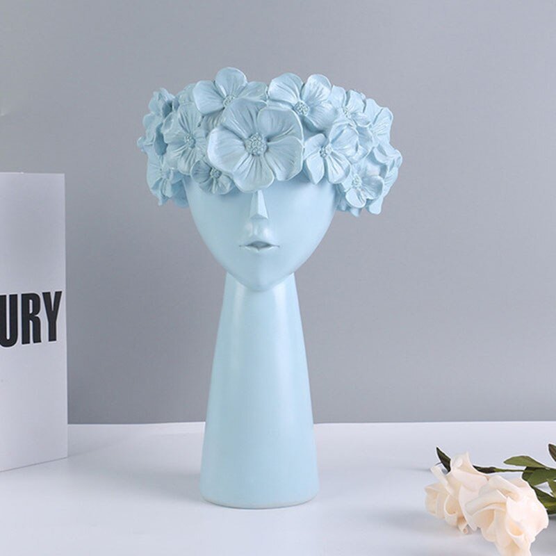 Charming Resin Vase with Flower Hairdo and Art Ornaments Storage Box - DormVibes