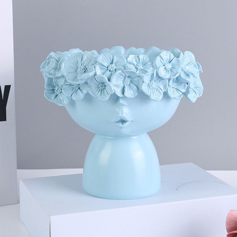 Charming Resin Vase with Flower Hairdo and Art Ornaments Storage Box - DormVibes