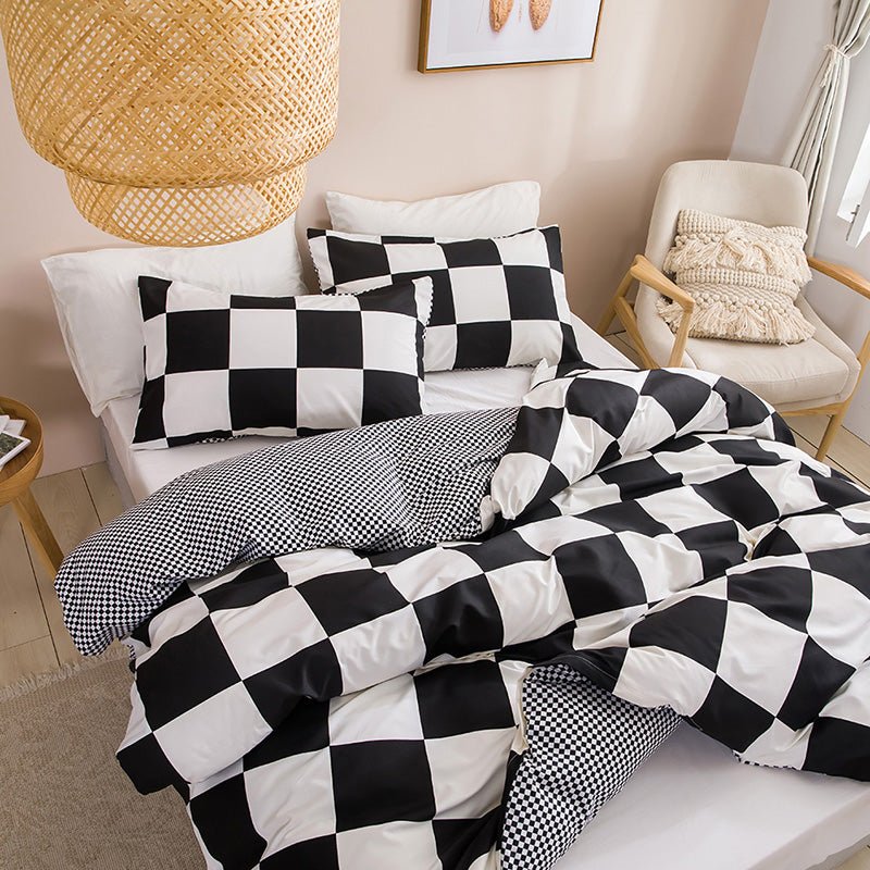 Checkered Bed Set - DormVibes