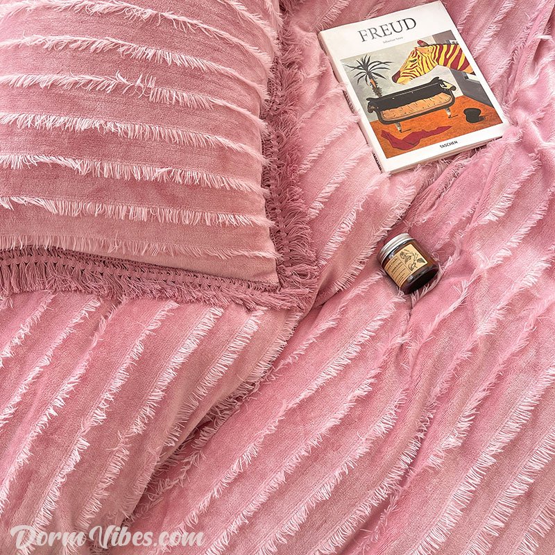 Chenille Fringe Bed Set - DormVibes