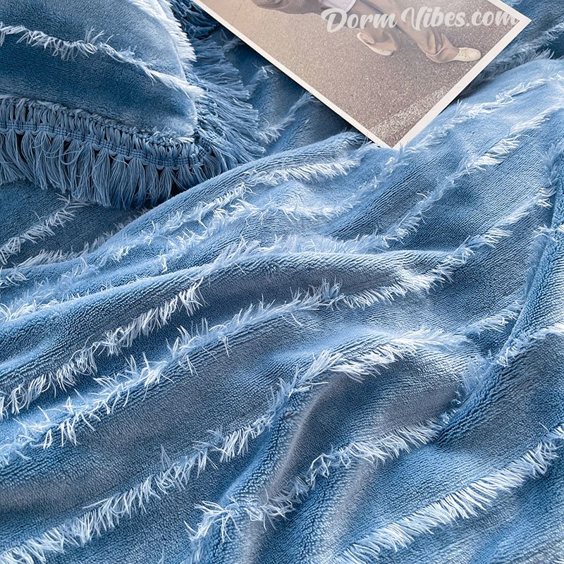 Chenille Fringe Bed Set - DormVibes