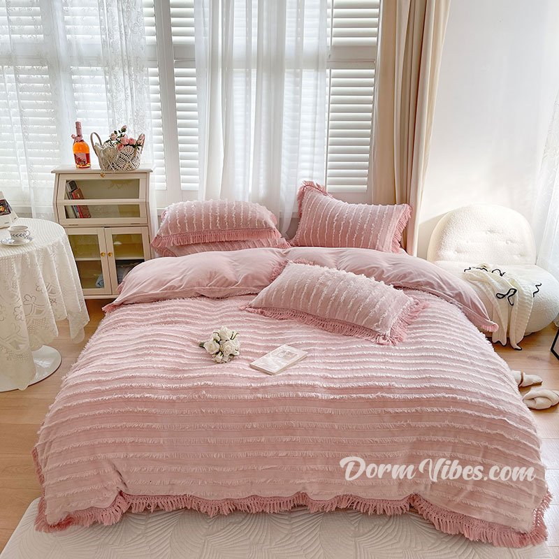 Chenille Fringe Bed Set - DormVibes