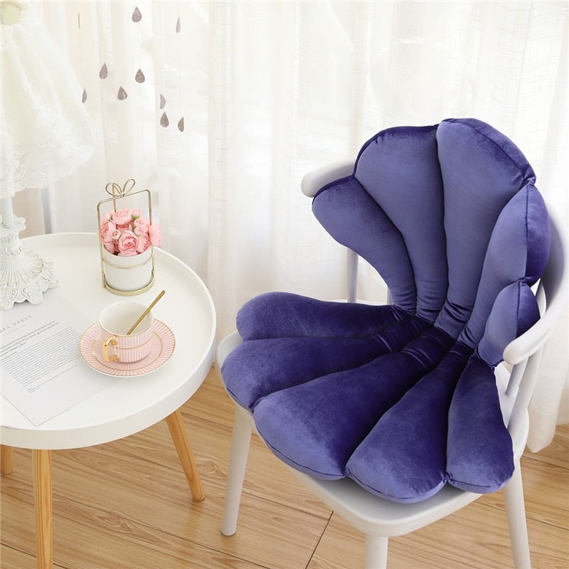 Velvet Sea Shell Seat Cushion Soft Plush Padded Chair Backrest