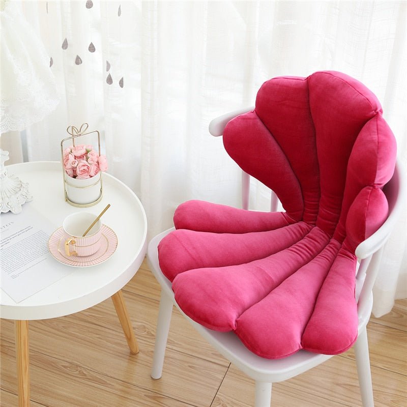 Velvet Sea Shell Seat Cushion Soft Plush Padded Chair Backrest