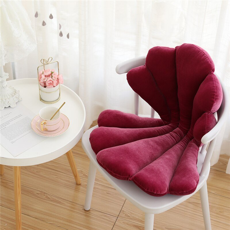 Velvet Sea Shell Seat Cushion Soft Plush Padded Chair Backrest Home Decor  Trendy