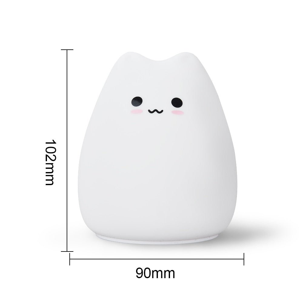 Children's LED Night Light - Soft Silicone Cartoon Cat Lamp with Touch –  DormVibes, image size:1000x1000