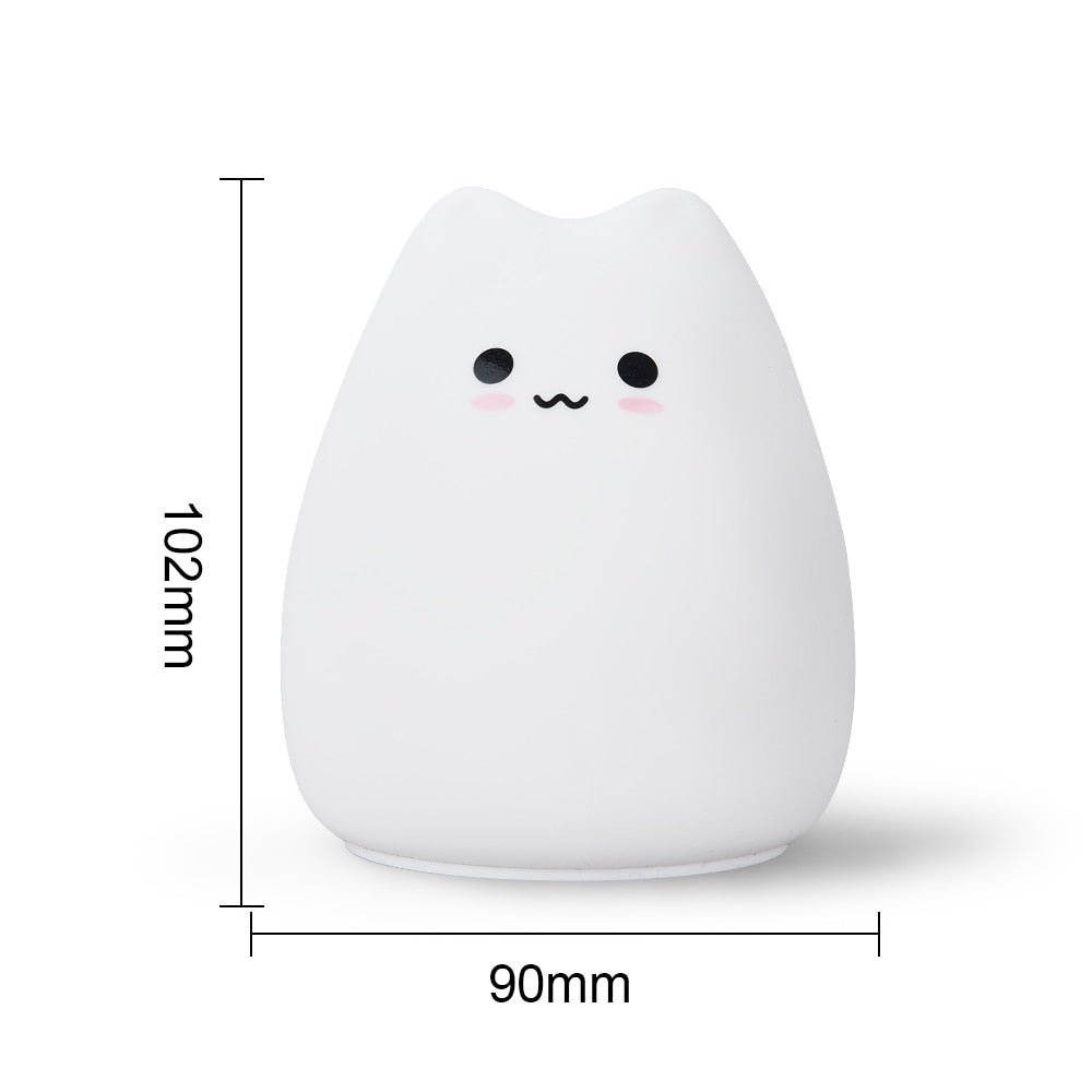 Children's LED Night Light - Soft Silicone Cartoon Cat Lamp with Touch Sensor for Bedroom Decor, Baby Kids Nightlight - DormVibes