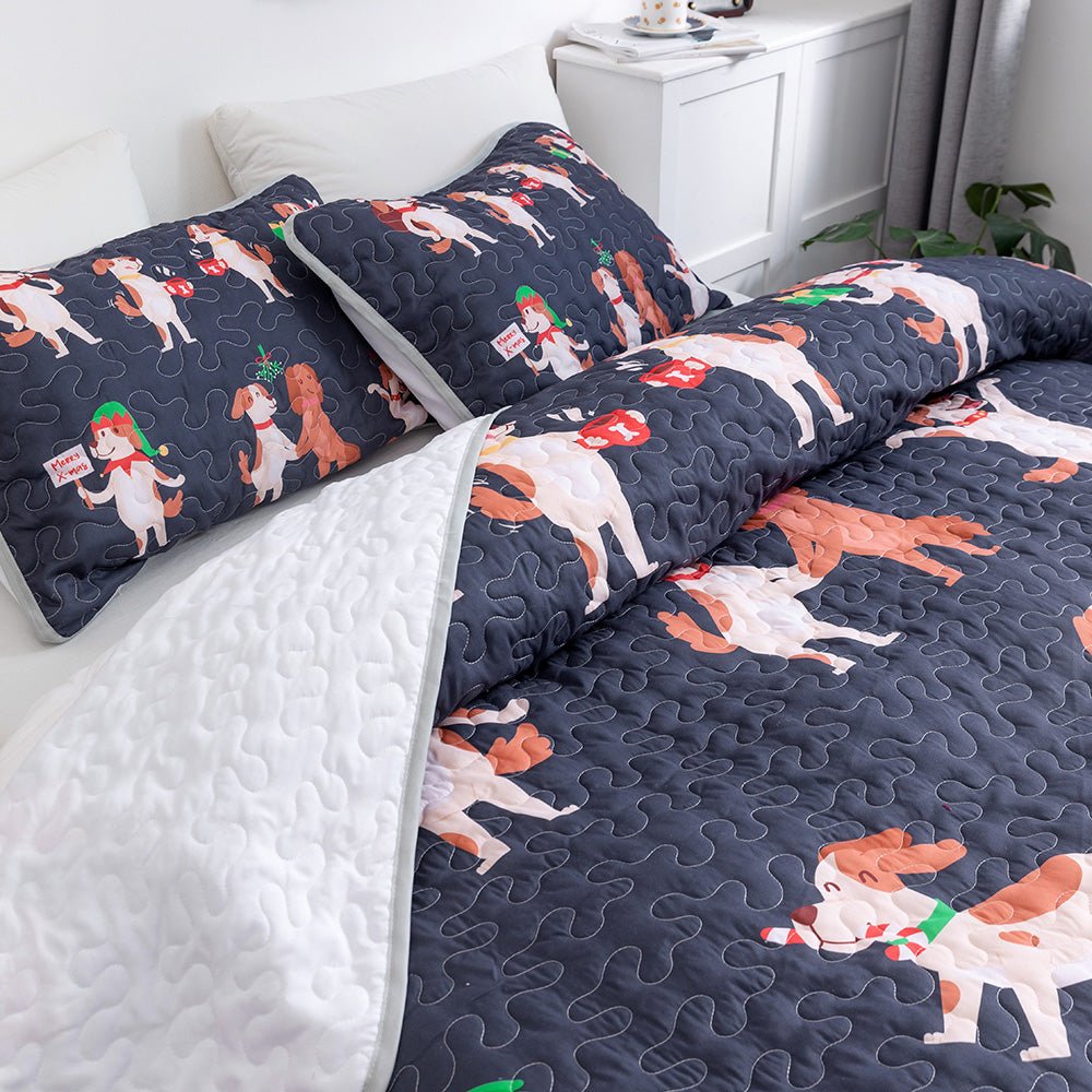 Christmas Dogs Bedspread Set - DormVibes